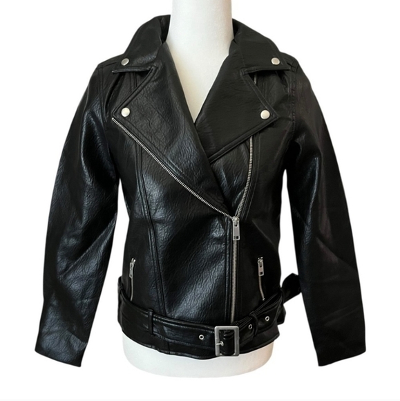 NWT Old Navy Faux-Leather Belted Biker Jacket - Picture 4 of 6